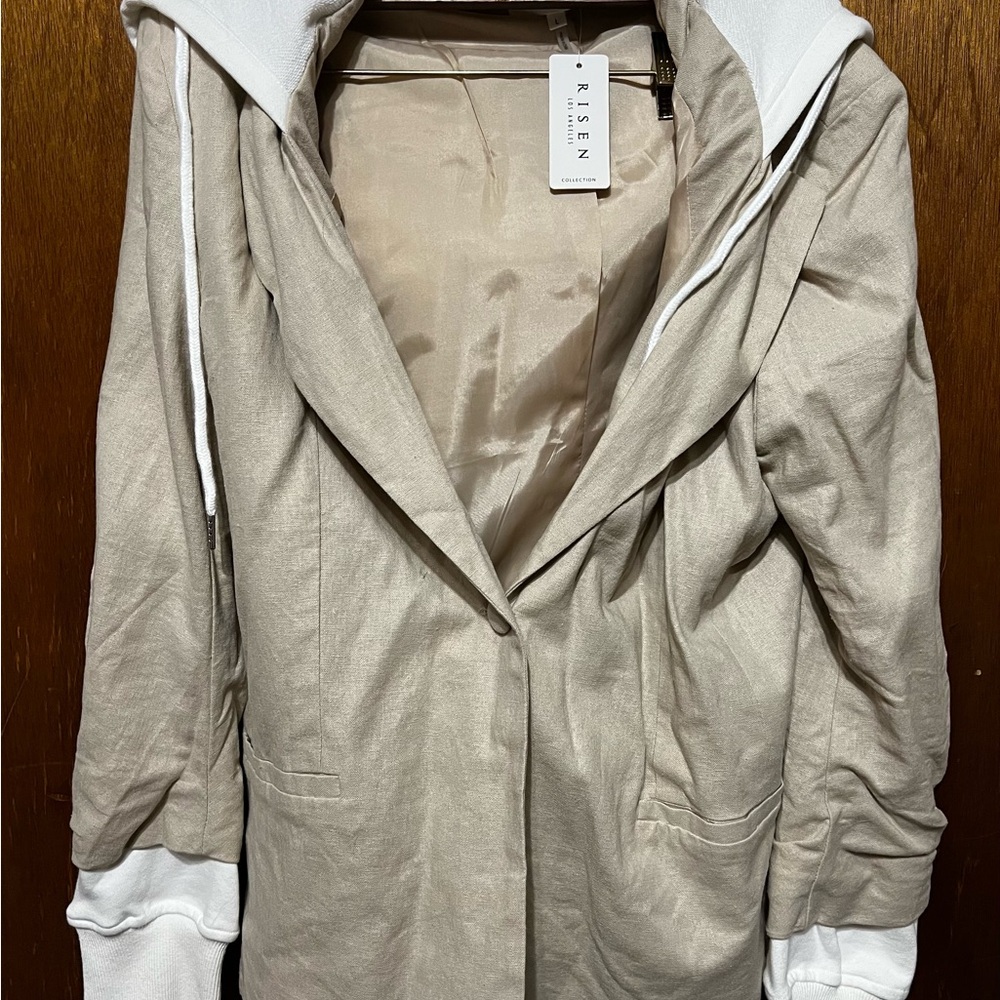 Risen Women's Tan Blazer with White Accents
